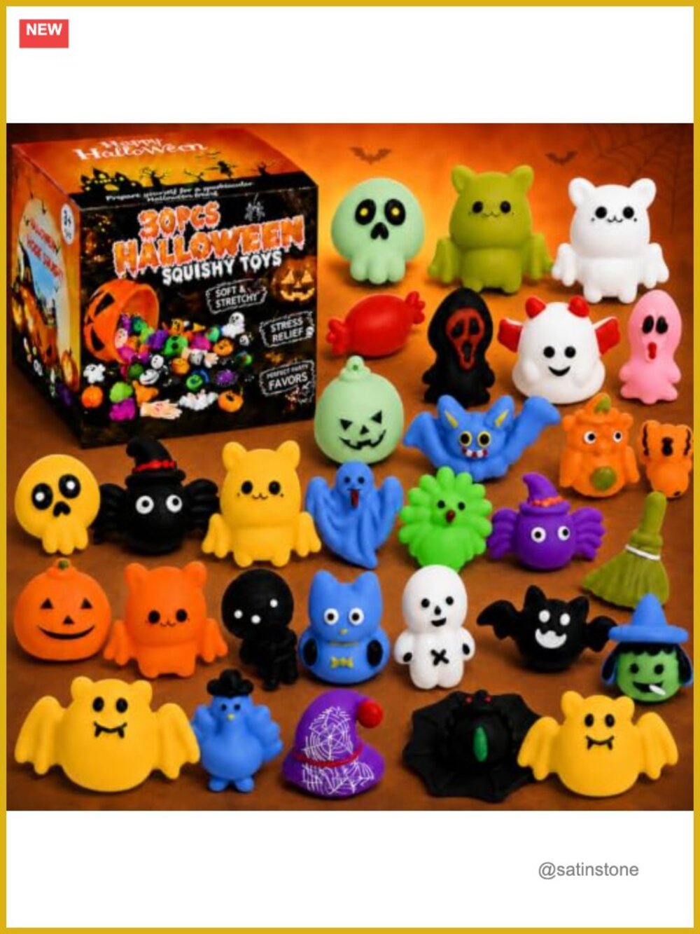 30 Pack Halloween Mochi Squishy Toys for Kids Party Favors Goodie Bag Stuffers